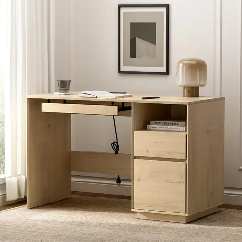 Miniatura 8 de Escritorio ejecutivo de 47 pulgadas con cajón de archivos, escritorio de computadora de granja con estación de carga y compartimento