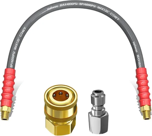Miniatura 9 de Manguera de látigo para lavadora a presión, 4 pies, conector de carrete de manguera de 3/8 pulgadas con juego de adaptador de conexión rápida de 3/8
