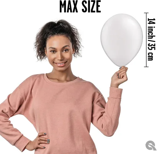 Miniatura 3 de Qualatex 43788 Globos de látex blanco perla, 11 pulgadas, color blanco, paquete de 100