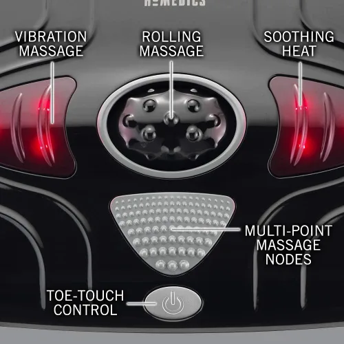 Miniatura 2 de HoMedics Masajeador de pies con vibración: máquina masajeadora de pies portátil con calefacción, calor calmante con sensaciones multipunto y control