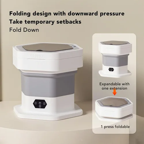 Miniatura 5 de Lavadora plegable, mini lavadora compacta, lavadora portátil con secadora de limpieza profunda, pequeña lavadora eléctrica para ropa