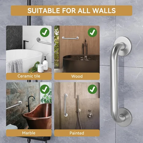 Miniatura 6 de AmazerBath Barras de apoyo para ducha para personas mayores antideslizantes, barra de seguridad para el baño para personas necesitadas, barras