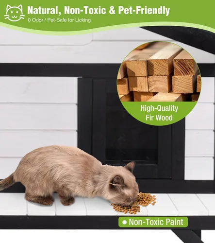 Miniatura 6 de GUTINNEEN Casa climatizada para gatos para exteriores, casa para gatos al aire libre aislada con manta de calefacción eléctrica, cables resistentes