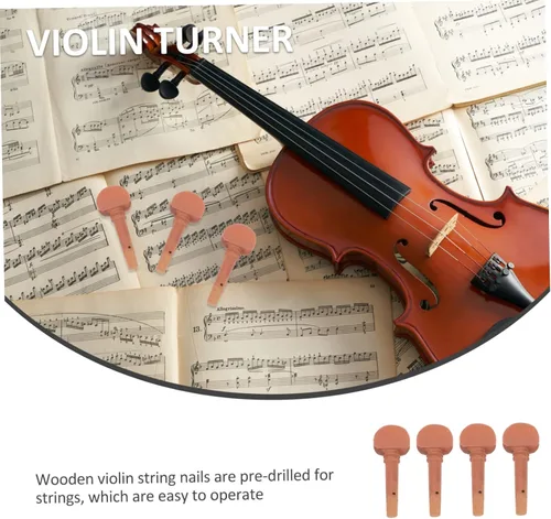 Miniatura 9 de Toyvian 20 piezas de afinadores de violín afinación de violín clavija puente de violín 4/4 pastilla de violín de madera, clavijas de tuba