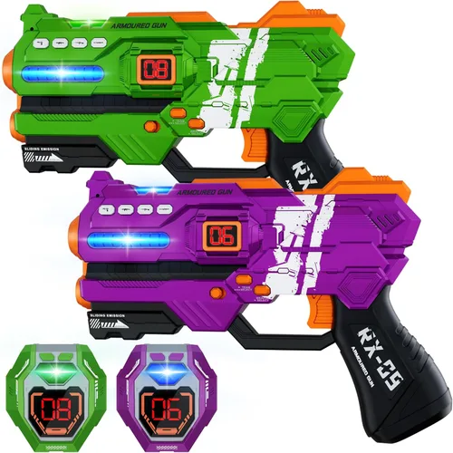 Miniatura 8 de Juego de 4 pistolas láser con pantalla LED digital, regalos para adolescentes y adultos, niños y niñas, adultos y diversión familiar, regalo