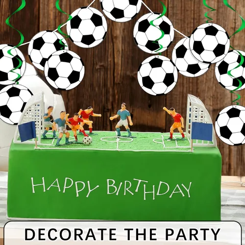 Miniatura 5 de Gersoniel 32 piezas de decoraciones de fútbol para fiesta, 2 unidades, guirnaldas de pancarta de fútbol, 30 remolinos colgantes de fútbol