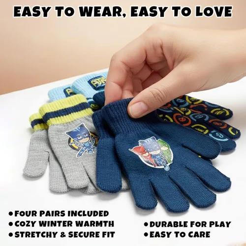 Miniatura 11 de PJ Masks Guantes de invierno para niños, paquete de 4 guantes y manoplas de PJ Masks (niño pequeño)