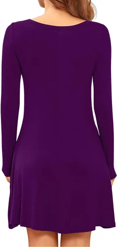 Miniatura 5 de HiMONE Vestido suelto casual de verano de manga larga con cuello redondo para mujer 2023