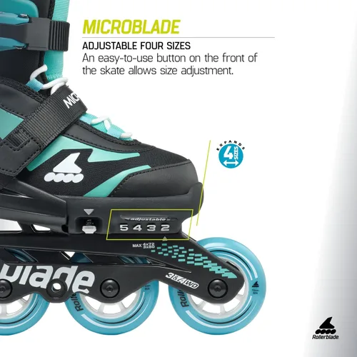 Miniatura 4 de Rollerblade Microblade - Patines en línea ajustables para niños, para jóvenes, rendimiento juvenil