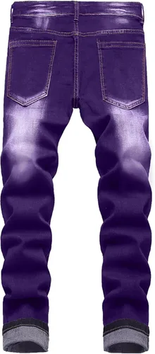 Miniatura 2 de Jeans para hombre, ajustados, elásticos, rasgados, para hombre, apilados, desgastados, rectos