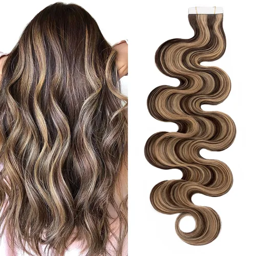 Miniatura 17 de Extensiones de cabello Sego, cabello humano estilo remy, con cinta adhesiva, lacio, cinta adhesiva de entramado tipo piel, sin costuras, invisible