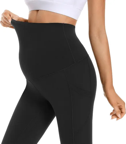 Miniatura 2 de Foucome Leggings de maternidad para mujer con bolsillos sobre el vientre, leggings de entrenamiento para yoga, pantalones de trabajo activo
