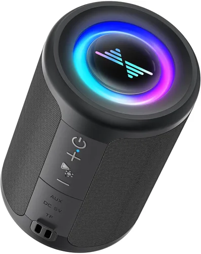 LENRUE Altavoz Bluetooth Pequeño Portátil con Luces, Sonido Envolvente Estéreo TWS, Alimentado por Tipo C, Bluetooth 5.3, Entrada de Tarjeta AUX TF,