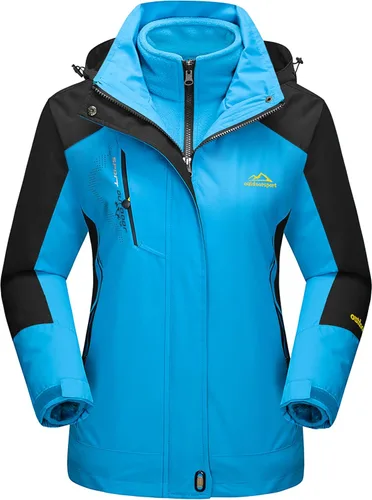 Miniatura 8 de MAGCOMSEN - Abrigos de invierno 3 en 1 para mujer, chaqueta de esquí impermeable, cortavientos, con forro polar, parka