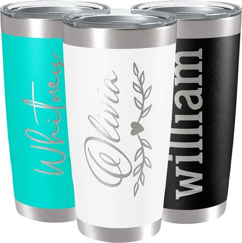 Miniatura 16 de Vasos personalizados, vaso de acero inoxidable de 20 onzas con tapa 13 diseños diferentes Tazas personalizadas de pared doble aisladas para café