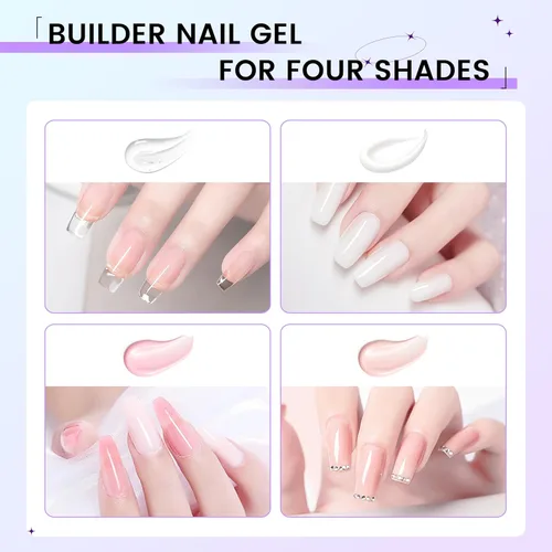 Miniatura 5 de Gel constructor de gel duro para uñas, fuerte y duradero, esculpir en 3D nude para extensión de uñas, 2 onzas (transparente y nude, 1 onza x 2)