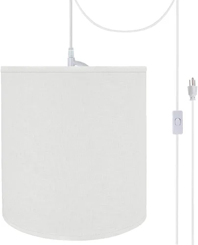 Aspen Creative, 72532-21 Kit de conversión de swag enchufable, una lámpara colgante con pantalla de tela imperio de tapa dura de transición, 15