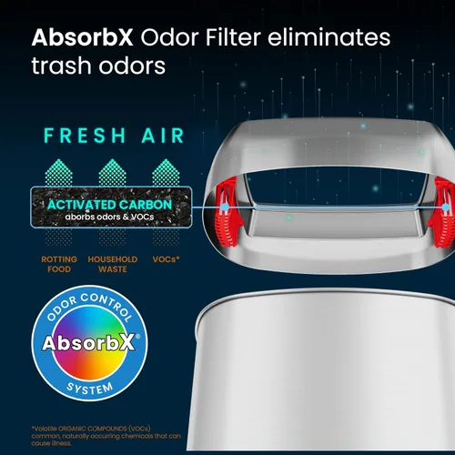 Miniatura 4 de iTouchless Bote de basura ovalado de 16 galones con tapa abierta y cubo de reciclaje con filtros de olor duales AbsorbX, ahorro de espacio, gran