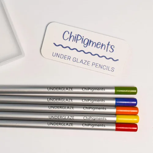 Miniatura 7 de ChiPigments® Brights - Paquete de 5 lápices para cerámica Colores vibrantes • Líneas finas y sombreado • Bisqueware • Greenware • Vidrio fundido