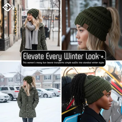 Miniatura 211 de Funky Junque - Gorro para mujer con ranura para cola de caballo