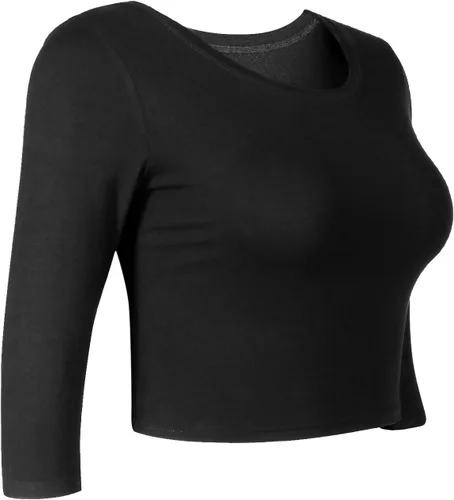 Miniatura 2 de Camiseta corta para mujer, cuello redondo, manga 3/4, casual, Y2K, linda camiseta corta para yoga