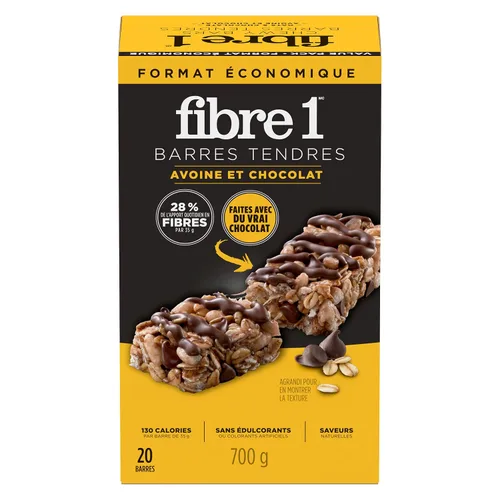 Miniatura 7 de Fibre 1 Barras de avena y chocolate masticables, 20 barras, 24.69 oz/24.7 onzas, (importadas de Canadá)