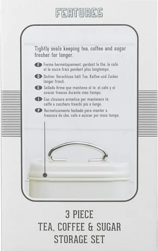 Miniatura 8 de Kitchen Craft Living Nostalgia - Recipientes para té, café y azúcar en caja de regalo, acero, crema antigua, juego de 3 piezas, mediano