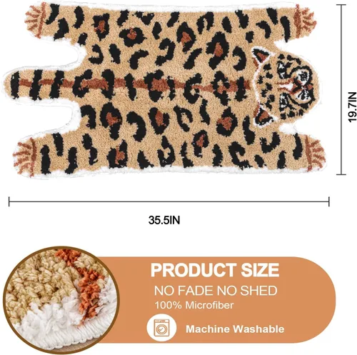 Miniatura 2 de Seek4comfortable Leopard Bath Mat for Bathroom, Soft Animal Print Bathroom Rugs, Non-Slip Cheetah Rug for Shower and Tub, Water Absorbent Funky