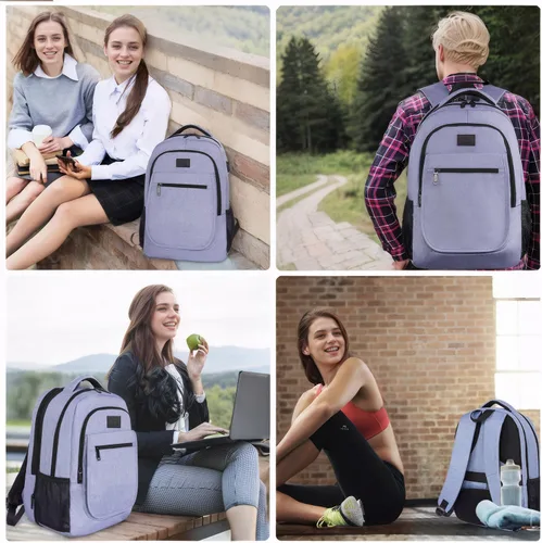Miniatura 7 de Mochila para la escuela, mochila universitaria expandible de 15.6 pulgadas para niños y niñas, mochila de viaje antirrobo con puerto de carga USB
