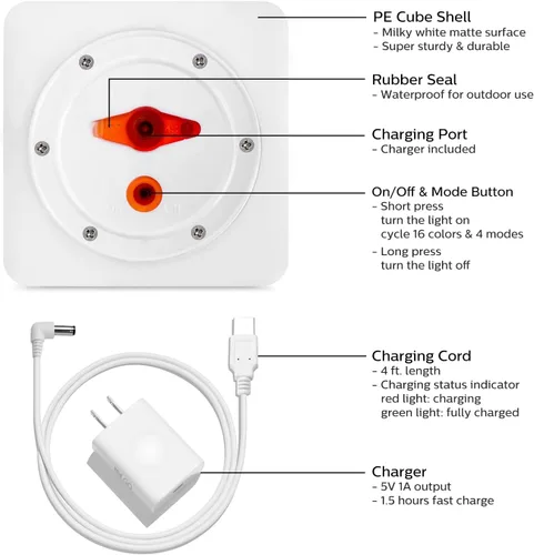 Miniatura 8 de Mr.Go Lámpara de ambiente de luz nocturna LED regulable de 4 pulgadas para niños y adultos, 16 colores RGB, 8 niveles de atenuación, 4 efectos