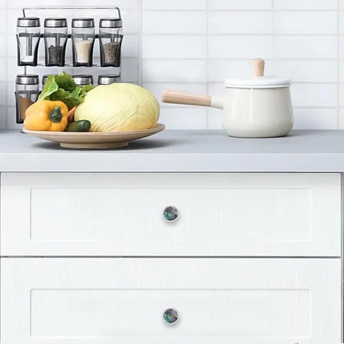 Miniatura 7 de NEWzone 4 Pack Dresser Drawer Cabinet Knobs Agate Marble Round Shape Crystal Glass Knobs Pulls Handles for Kitchen Wardrobe Cupboard Door Hardware