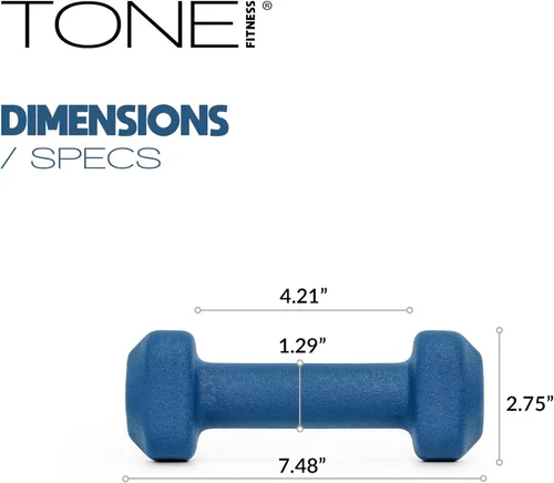 Miniatura 26 de Tone Fitness Pares de Mancuernas de Pesas de Neopreno con Cabeza Cuadrada Antirrodamiento Múltiples Opciones Azul