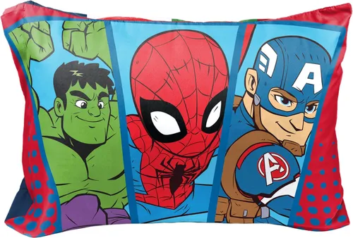 Miniatura 3 de Marvel Avengers - Juego de 2 fundas de almohada de superhéroes reversibles, Spiderman Capitán América, Hulk Iron Man, ropa de cama de microfibra