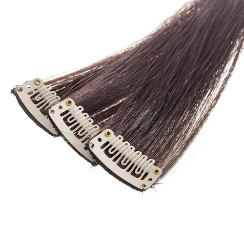 Miniatura 3 de SWACC 12 extensiones de cabello sintético lacio con clip, de un solo color, para fiesta, para mujer, color marrón oscuro (#4)