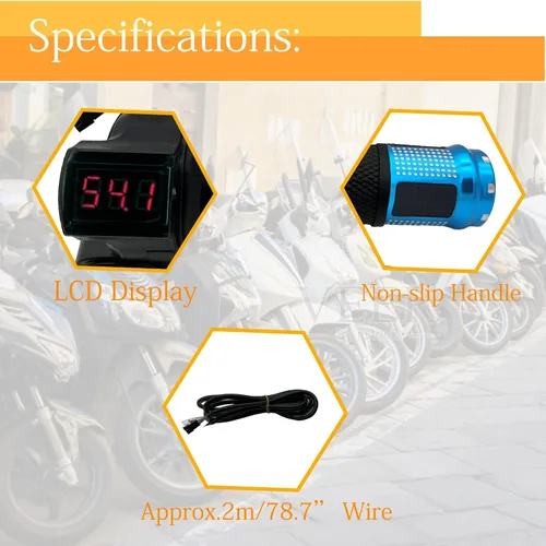 Miniatura 3 de 1 Par de Empuñaduras de Acelerador de Bicicleta Eléctrica, Manillar Giratorio Universal de Bicicleta Eléctrica Scooter con Pantalla LCD de Voltaje