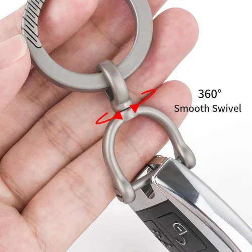Miniatura 3 de TISUR Anillos en D giratorios de titanio con grillete de tornillo, herradura en forma de U, llavero DIY con eslabones rotados de cuero