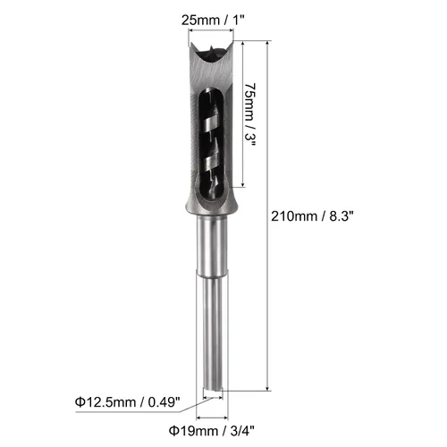 Miniatura 3 de uxcell Broca cuadrada del agujero, herramienta eléctrica de la mortaja del cincel hueco del acero de alto carbono de 1" para la carpintería