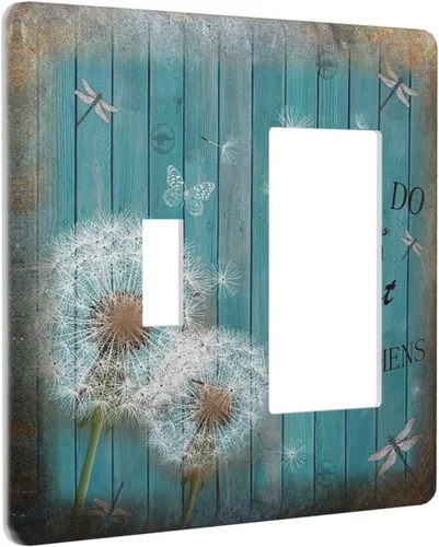 Miniatura 89 de Cubiertas Decorativas para Placas de Interruptor Diente de León Azul Rústico Citas Inspiradoras Casa de Campo Tablón de Madera Gris 1 Gang Cubierta