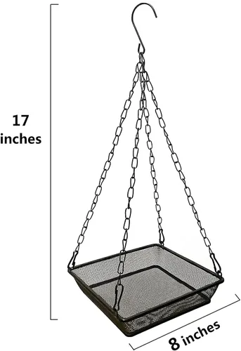 Miniatura 2 de Bandeja colgante para comedero de pájaros, bandeja de malla metálica para semillas para alimentación de pájaros, decoración de jardín al aire libre