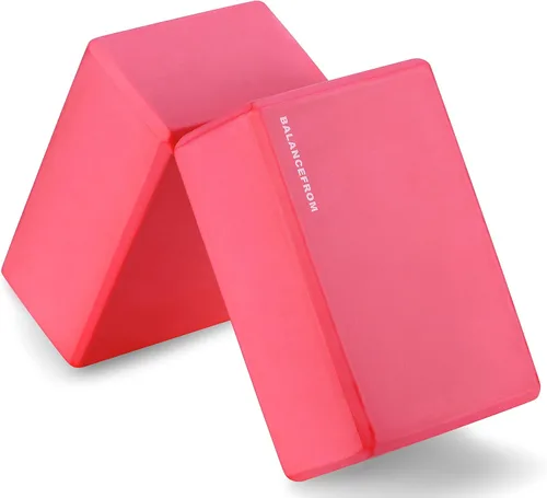BalanceFrom GoYoga - Juego de 2 bloques de yoga de alta densidad, 9 x 6 x 4 pulgadas cada uno Rojo