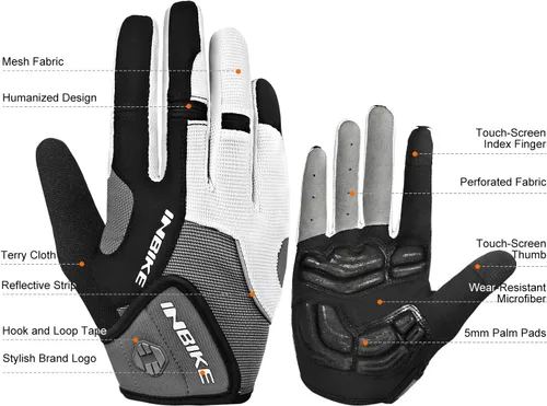 Miniatura 2 de INBIKE Guantes de ciclismo para hombre acolchados de gel de 0.197 in transpirables y resistentes al desgaste