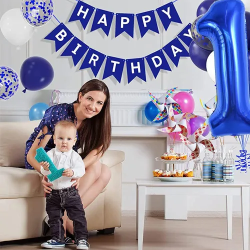 Miniatura 5 de TONIFUL Globo azul marino número 1 de 40 pulgadas de Mylar de gran tamaño azul oscuro digital 1 globo para fiesta de cumpleaños, despedida
