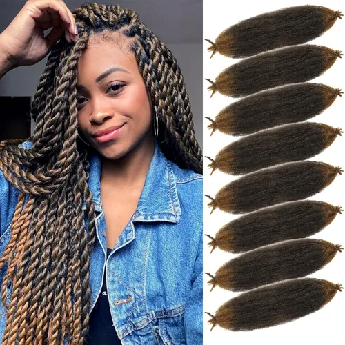 Miniatura 26 de Cabello Rizado Afro Elástico 8 Paquetes Cabello Trenzado Marley Twist Cabello Spring Twist Pre-Separado para Locs Falsos Cabello de Ganchillo Kinky
