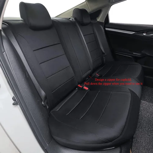 Miniatura 17 de EKR - Fundas de asiento de automóvil a la medida para Honda Civic Sedan, Sport, LX - Cuero sintético (negro)