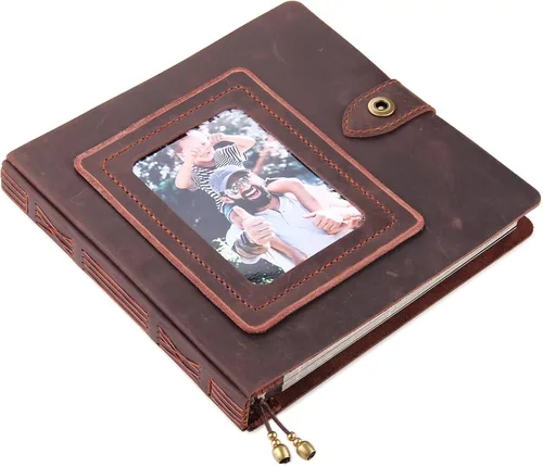 Miniatura 11 de Álbum de fotos de cuero con páginas autoadhesivas, álbum de fotos de cuero a mano, álbum familiar de boda, capacidad para fotos de 3 x 5, 4 x 6, 5 x