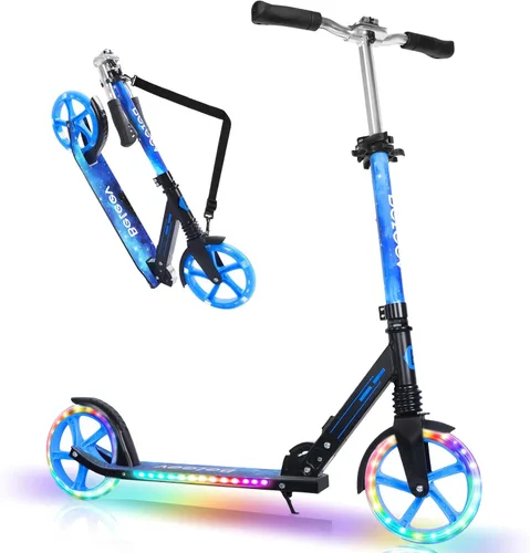 BELEEV V5 Plus Patinete para niños de 6 años en adelante, adolescentes con ruedas y plataforma iluminadas, patinete plegable deportivo de 2 ruedas
