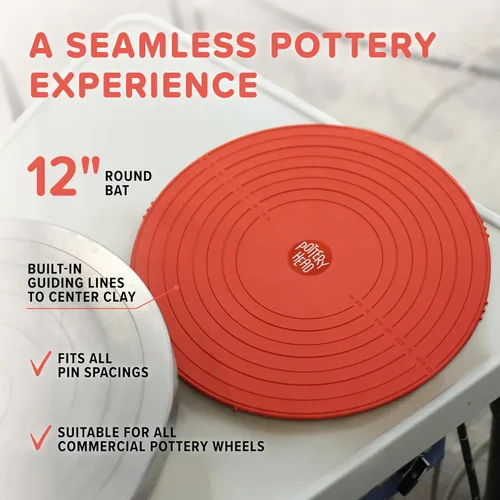 Miniatura 4 de Pottery Head Bates de cerámica para rueda de cerámica – 1 bate de rueda de cerámica redondo de 12 pulgadas con líneas de guía – Herramientas