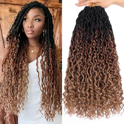 Miniatura 22 de Extensiones de cabello sintético de ganchillo de 24 pulgadas con extremos rizados, extensiones de cabello sintético con extremos rizados, trenzas