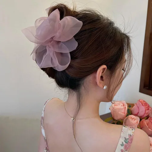 Miniatura 4 de 3 pinzas de malla de tul, pinzas para el cabello con lazo, lazos de gasa, pinzas para el cabello, pinzas grandes para cabello grueso, cabello fino