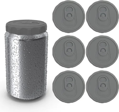 Tapas de silicona para latas de soda, paquete de 6 fundas de silicona reutilizables, tapón o protector para refrescos, cerveza, bebidas, jugo,